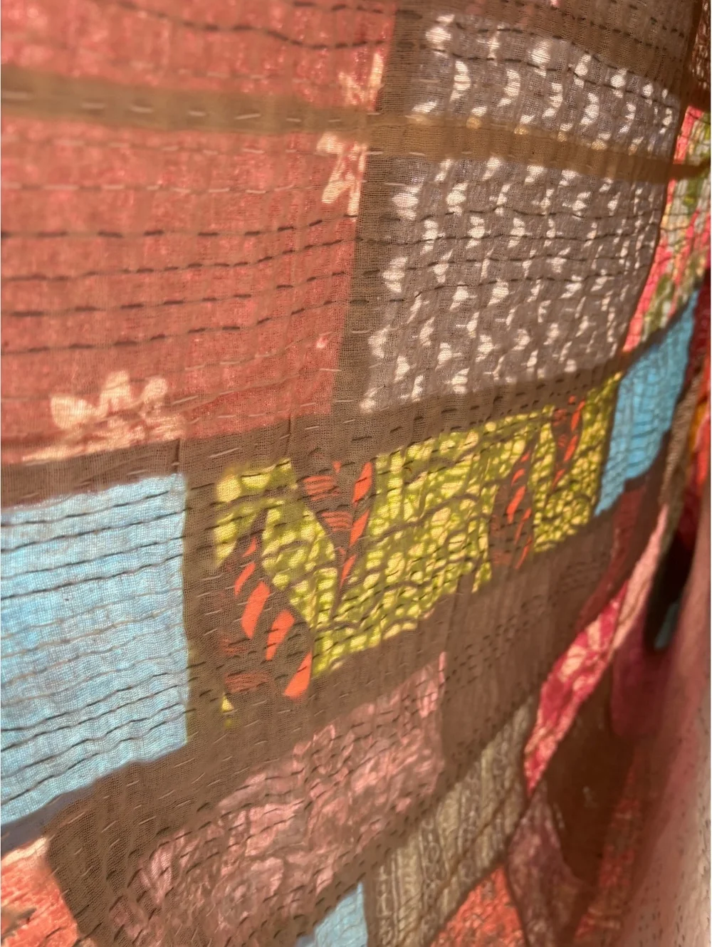 Handmade Indian Patchwork Kantha Quilt 106x90 King Bedspread